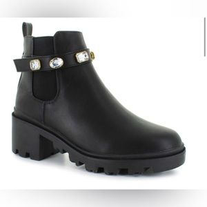 JCP Brand Black Chunky Bootie with Jewels